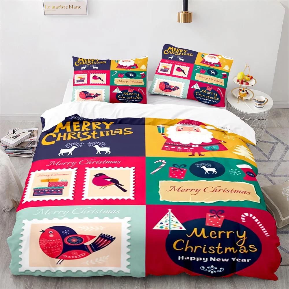 Merry Christmas Duvet Cover Red Santa Claus Theme For Kids Teens Children Women Boys Girls Happy New Year Decoration Quilt Cover