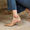 Fashion So Comfortable! French One-strap Flip-flops with Thin Heels, Pointed Tips and High Heels, A Fashionable Single-shoe Woman