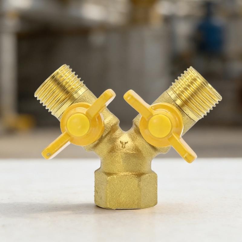 Brass 2 Way Tap Adapter Garden Irrigation 2 Way Double Tap Hose Adapter Adjustable Control Faucet Connector Adapter