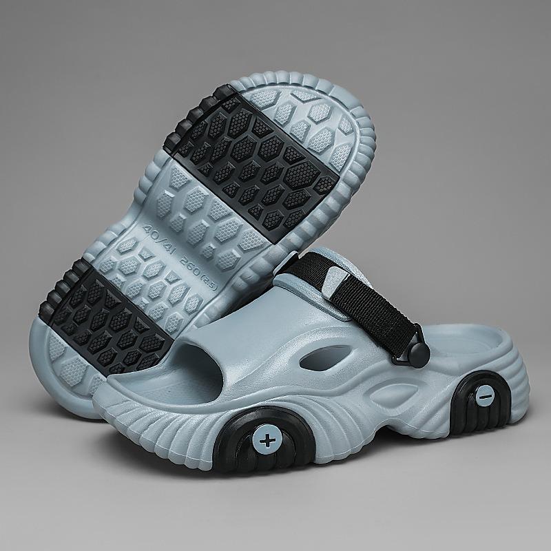 

Sandals men s summer wear non-slip thick-soled heightening outdoor driving dual-purpose sports beach slippers 44-45 серый