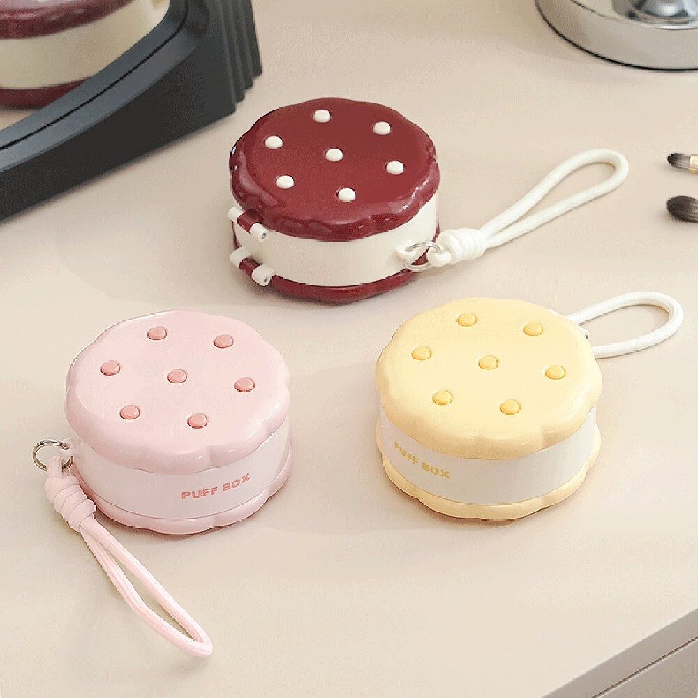 1/2/3Pcs Cookie Shape Powder Puff Storage Box Multifunctional Dustproof Case  Portable Use