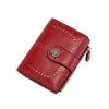 2023 RFID Women's Oil Wax Leather Wallet: Short Card Holder with Coin Purse and Fashion Buckle Zipper.
