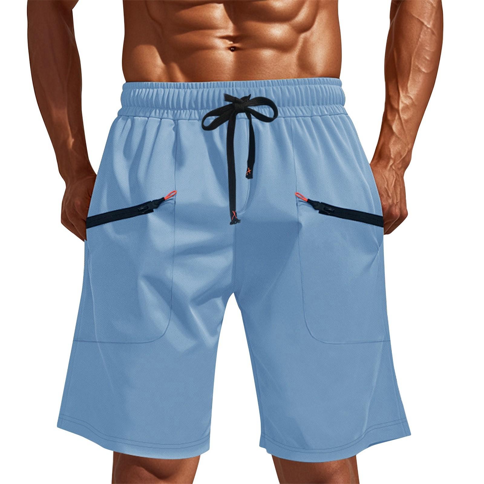 

Мужские летние однотонные повседневные спортивные шорты на молнии с несколькими карманами, быстросохнущие, дышащие XXL