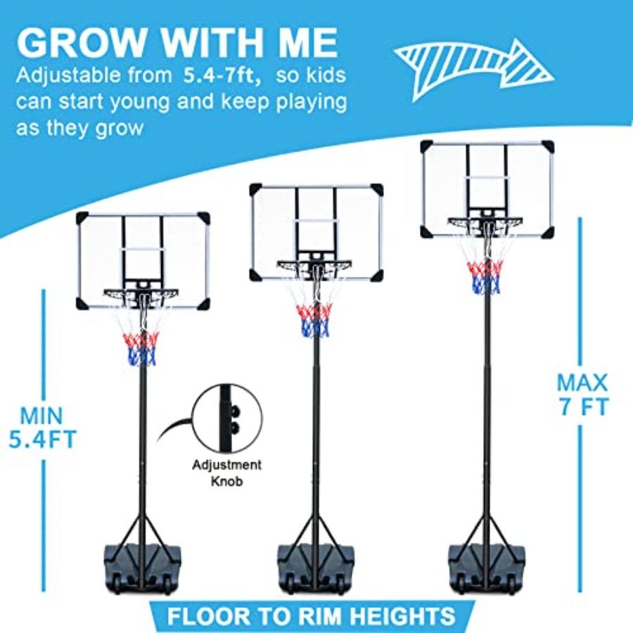 Portable Adjustable Basketball Hoop System with 32Inch Shatterproof Backboard and Wheels for Indoor Outdoor Use Suitable for Yo