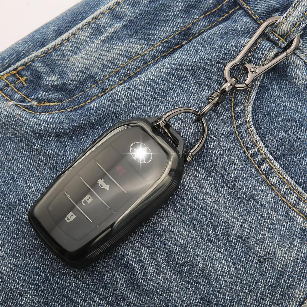 2-Pack For Toyota Key Fob Cover With Keychain Key Case Fits -2025 Grand Highlander Camry RAV4 Prime Land Cruiser Corolla Cross Tundra Tacoma Sequoia
