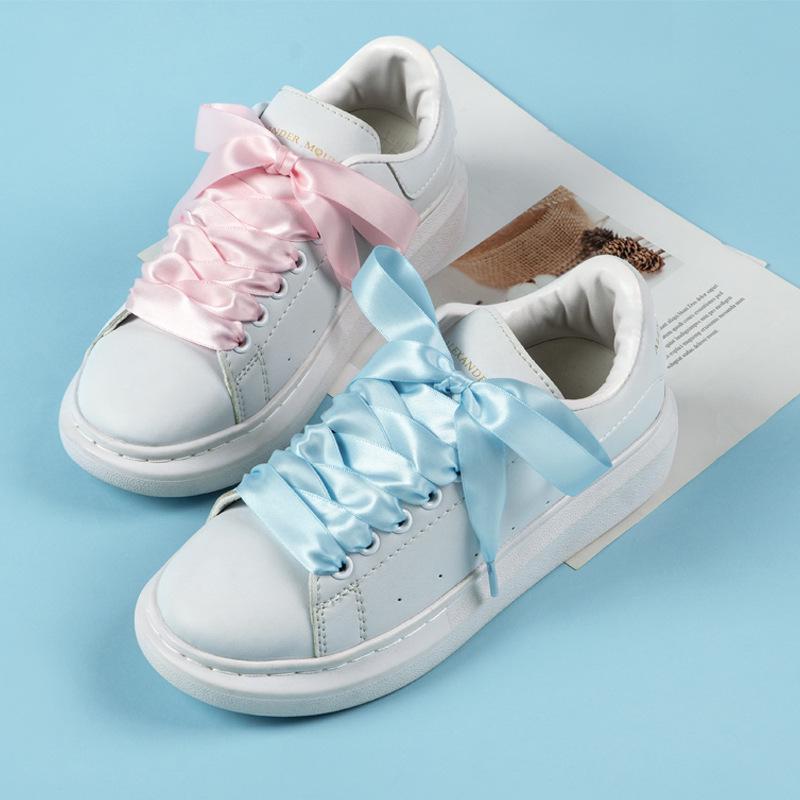Candy Color Double-Sided 2cm Silk Shoelaces for Casual Shoes & Air Force 1