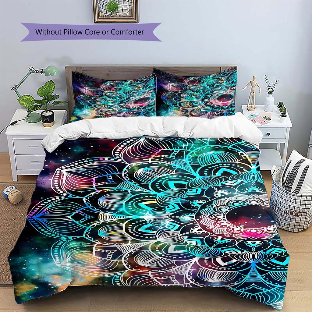Mandala Pattern Bedding Quilt Set Quilt Cover Pillowcase Home Decoration Gift (1 * duvet cover + 2 * pillowcase, without core)