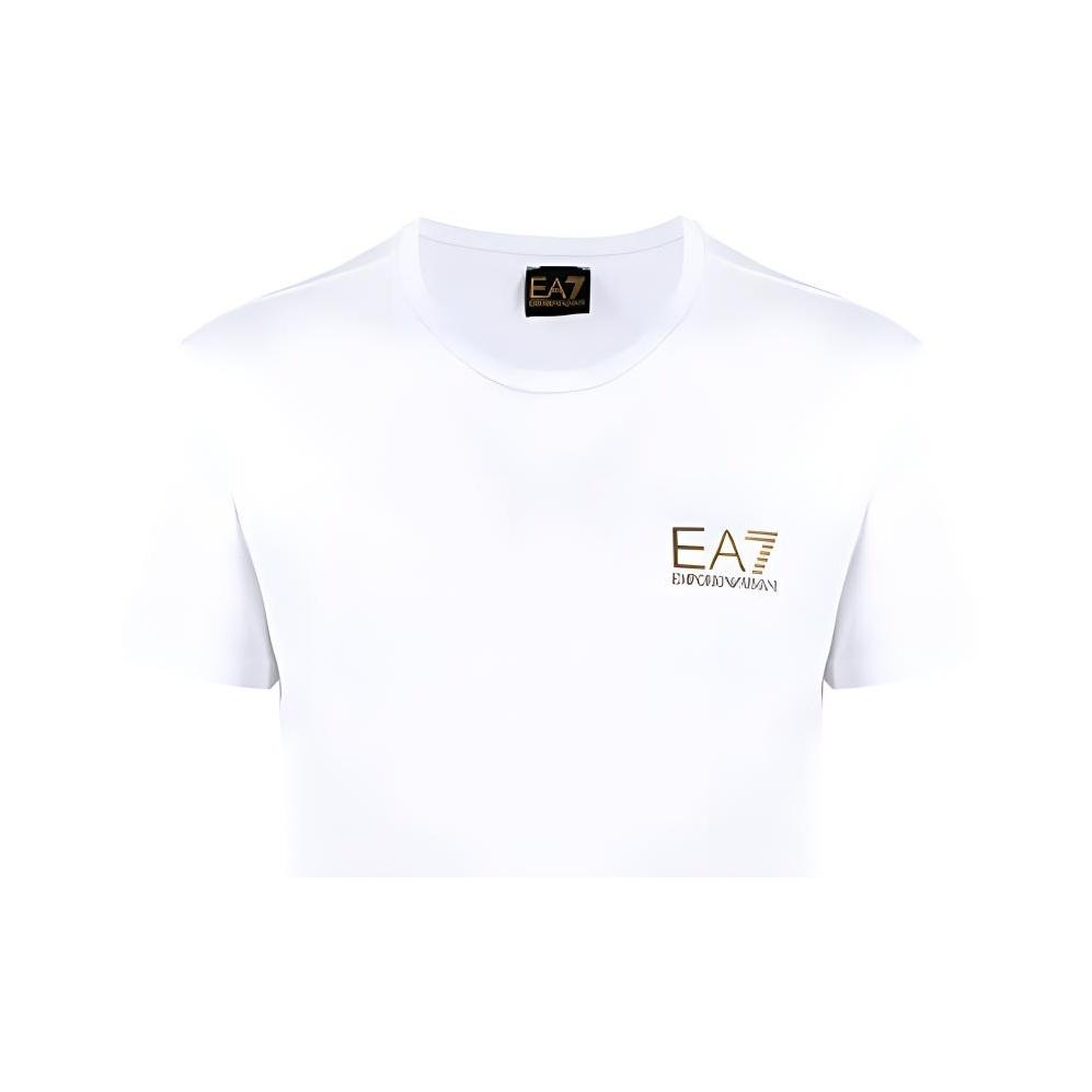 Emporio Armani EA7 SS21 Logo Print Cotton Short Sleeve T-Shirt Men tops White 3KPT85-PJM9Z-1100