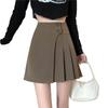 Autumn 2025 High-Waisted Pleated A-Line Skirt - Women's Slimming Hip-Hugging Design, Anti-Exposure Short Skirt