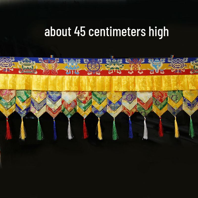 Tibetan-Style Eight Auspicious Symbols Drapery for Wall and Table Decoration