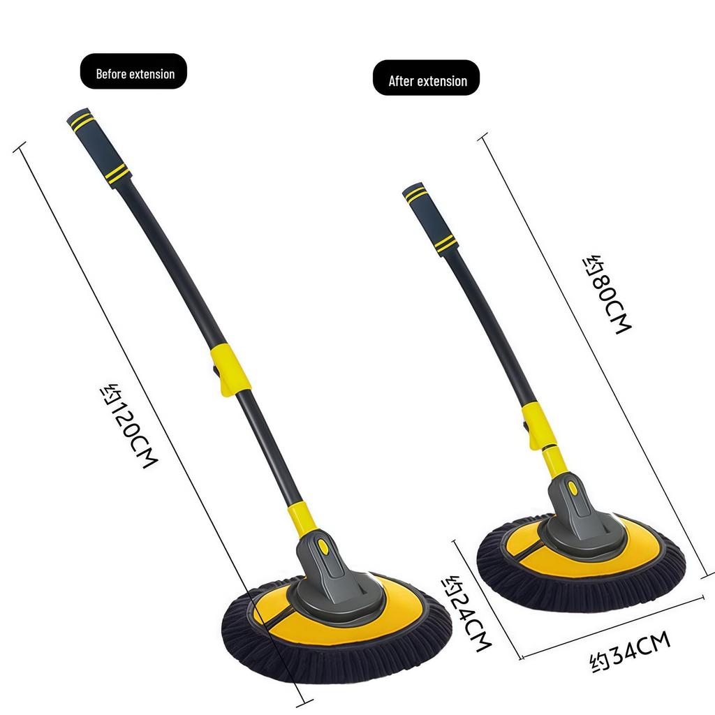 Retractable Car Wash Brush with Curved Rod - Soft Bristles for Scratch-Free Cleaning
