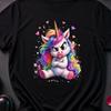 Grumpy Sassy Rainbow Unicorn Youth Tee, Cute Funny Graphic Kids T Shirt, Colorful Hair Print Crew Neck Unisex Top, Tween Birthday Gift