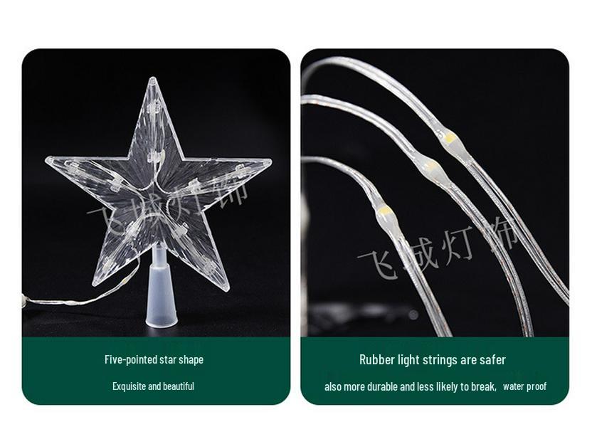 Pentagram Solar LED Waterfall String Lights for Outdoor Christmas Decoration