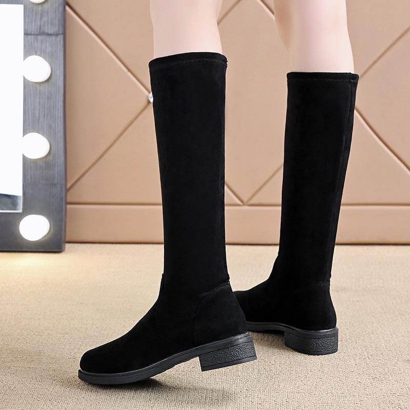 

High boots knee small medium boots elastic new velvet autumn and winter boots women but look thin and fashionable 35