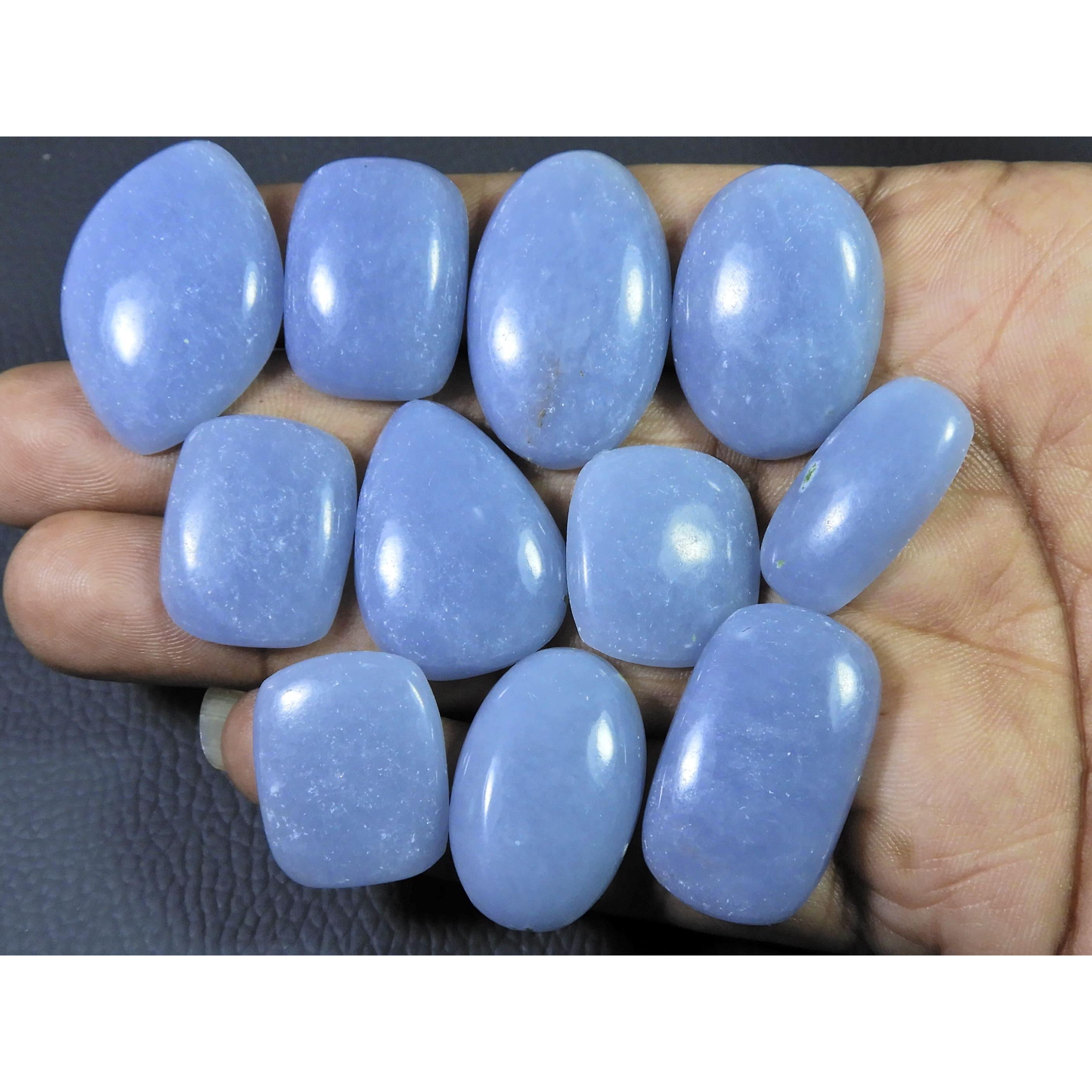 

300Cts. Natural Angelite Octagon Cabochon Loose Gemstone 11Pcs Lot C-666