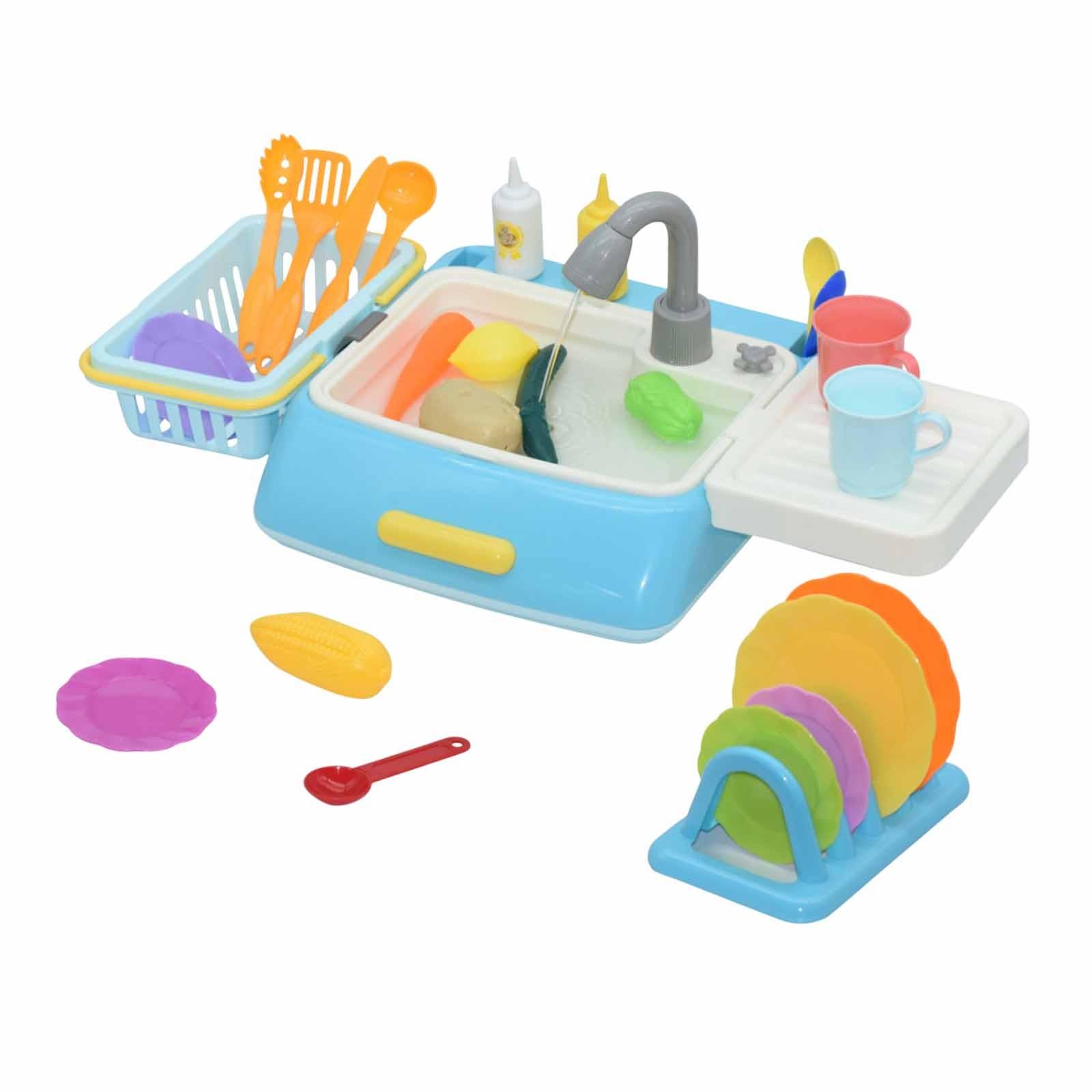 

(H0826)Аналоговая электрическая раковина для посудомоечной машины, детский ролевой кухонный набор, игрушки 11.81x10.24x.3.35 inches (34.5x26x8.5cm) синий