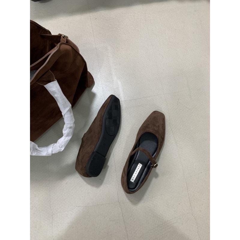 Flat Bottom Square Head One Word Mary Jane Single Shoes Women's Shoes 2025 New Spring and Autumn Versatile Retro Soft-soled Grandma Shoes