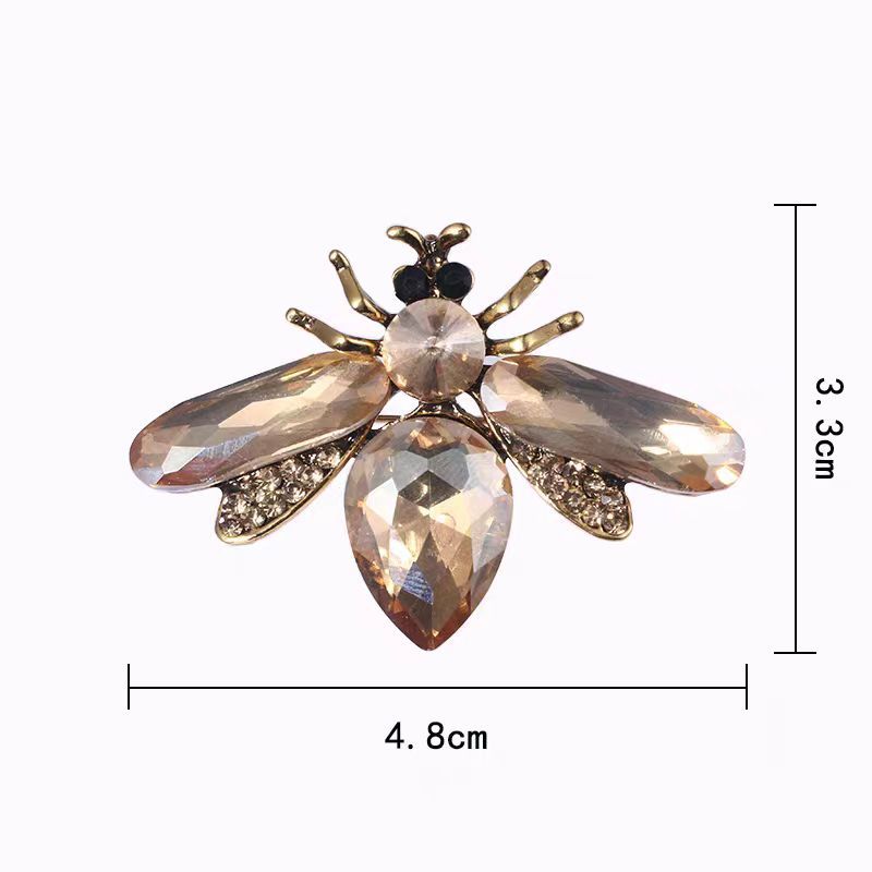 1 ks Crystal Bee Brož Roztomilé velké šampaňské včelí brože Jemná brož proti hmyzu pro ženy a muže, špendlíky, párty šperky, dárky