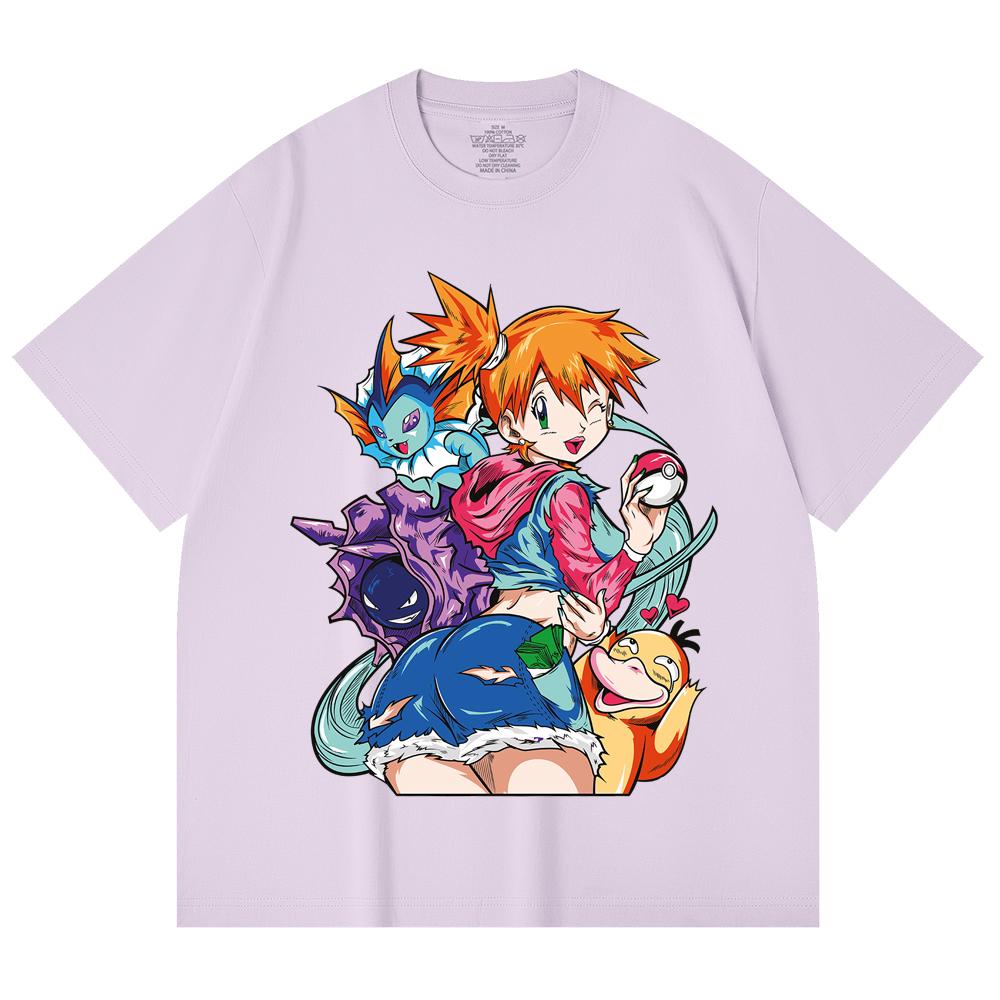 230 g/m² 100% Baumwolle Pokemon V17 Misty Print Unisex Schweres Baumwoll-T-Shirt