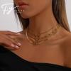 18K Gold-Plated Stainless Steel Paperclip Collarbone Necklace - O-Shaped Blade Fashion Accessory