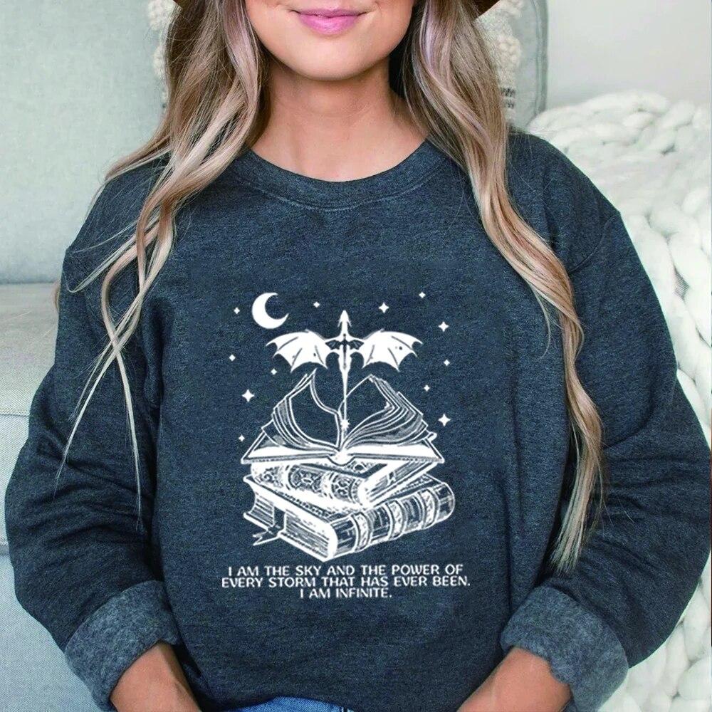 Unisex HoodieVintage Basgiath War College Sweatshirt I Am The Sky Hoodie Fourth Wing Shit Dragon Rider Tee Unisex Casual Hoodies Sweatshirts