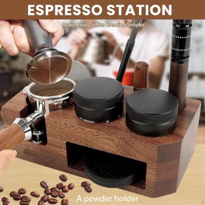 Stojan na kávu Espresso Tamping Station Univerzálna protišmyková drevená základňa pre