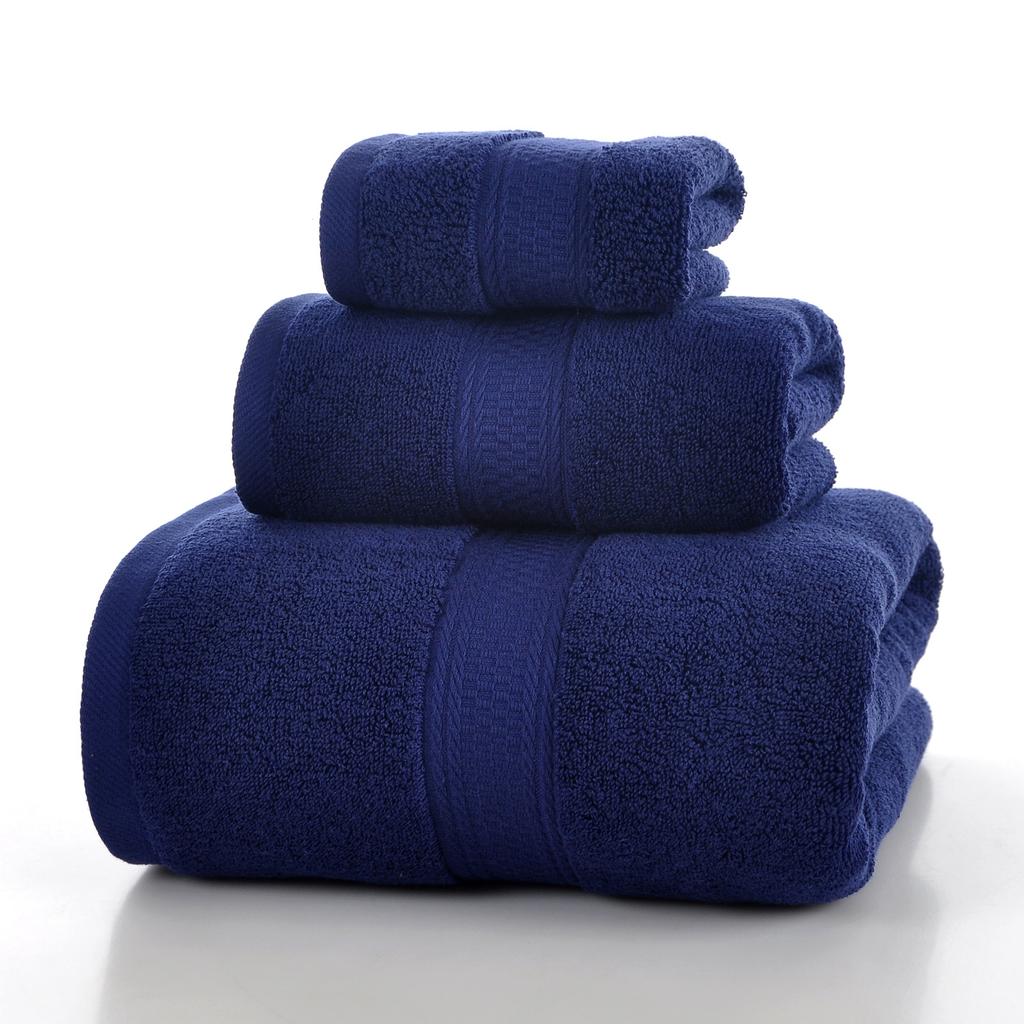 Style, plain cotton towel, three-piece household towel, soft and absorbent.