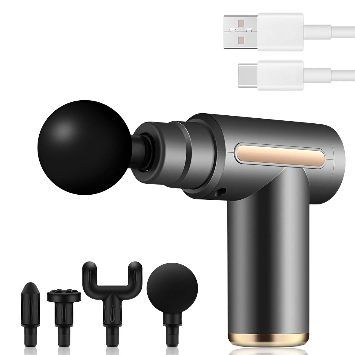 

Mini Portable Fascial Gun Electric Muscle Massage Gun Sports Fitness Relaxation LED Touch Screen 4 Massage Heads For Whole Body серый