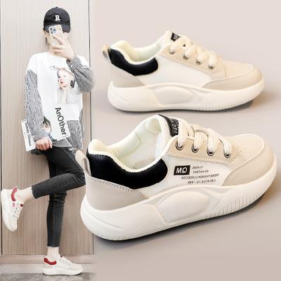T397 Neue weiße Schuhe Damen Frühling und Sommer Dicke Sohle Erhöht durch Abriebfeste Sneaker Atmungsaktives Leder Abriebfeste Board-Schuhe