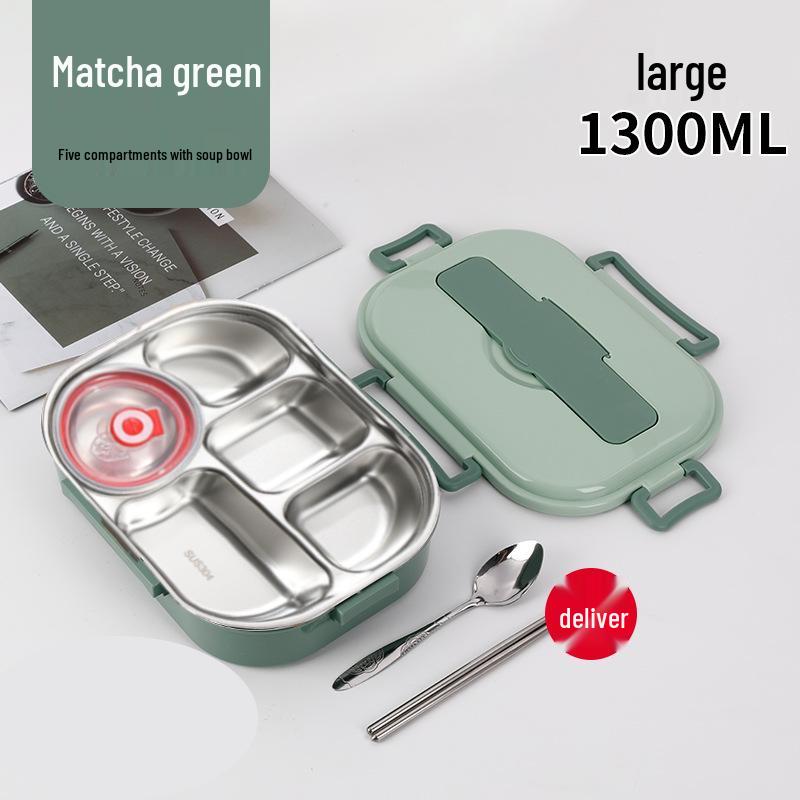 Fiambrera Bento Portátil de Acero Inoxidable 304 con Separadores – Gran Capacidad, Diseño de Hebilla Cuadrada, Estilo Nórdico para Estudiantes