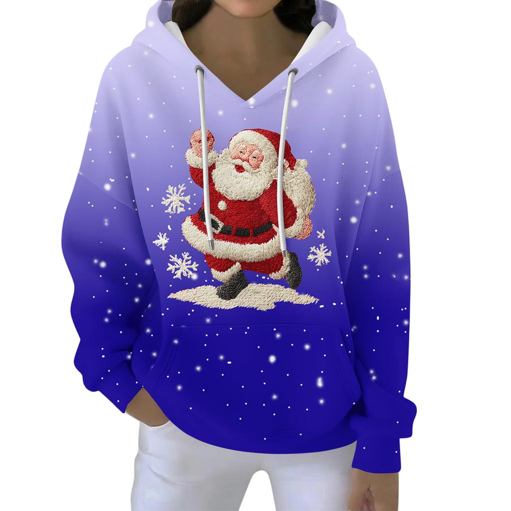 Christmas Hoodies For Women Funny Cute Printed Holiday Sweatshirt Winter Oversized Pullover Tops