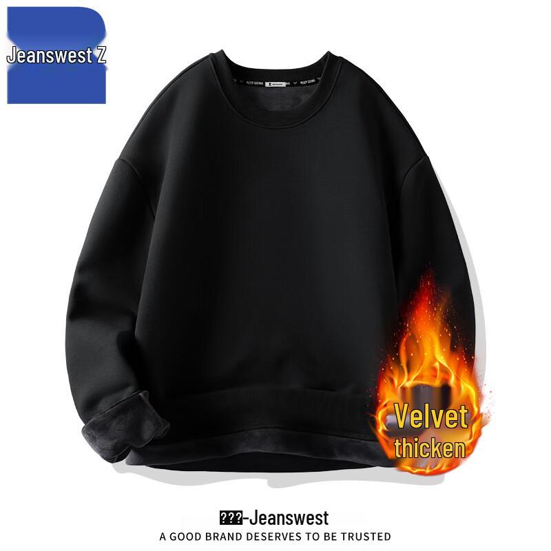

Zhenweisi Men s Fleece-Lined Round Neck Sweatshirt ANJ14 4XL
