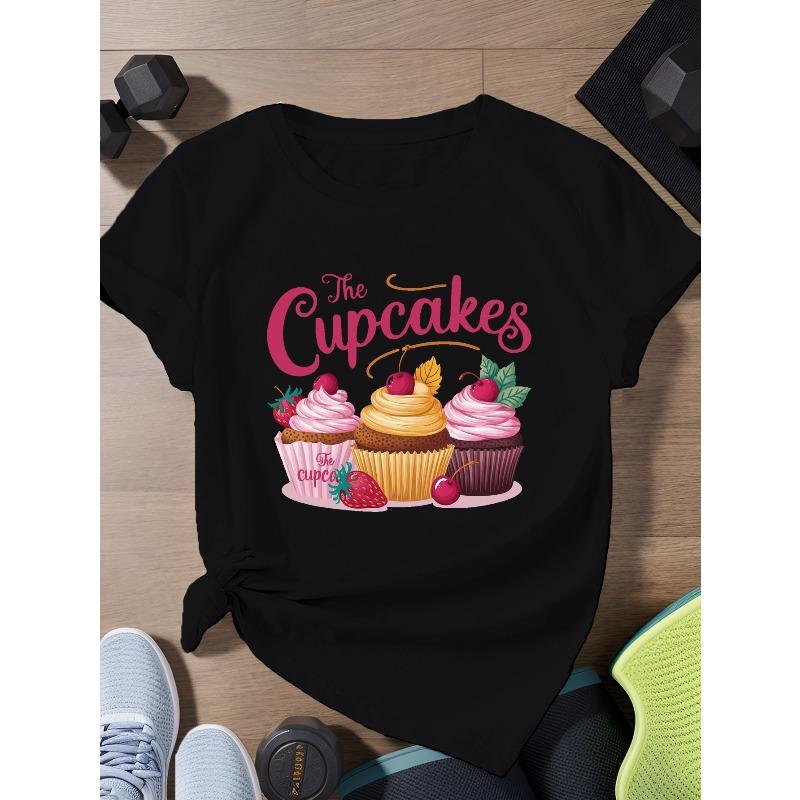 Europäische Größe Backofen die Cupcakes Damen Übergröße Sport Kurzarm T-Shirt
