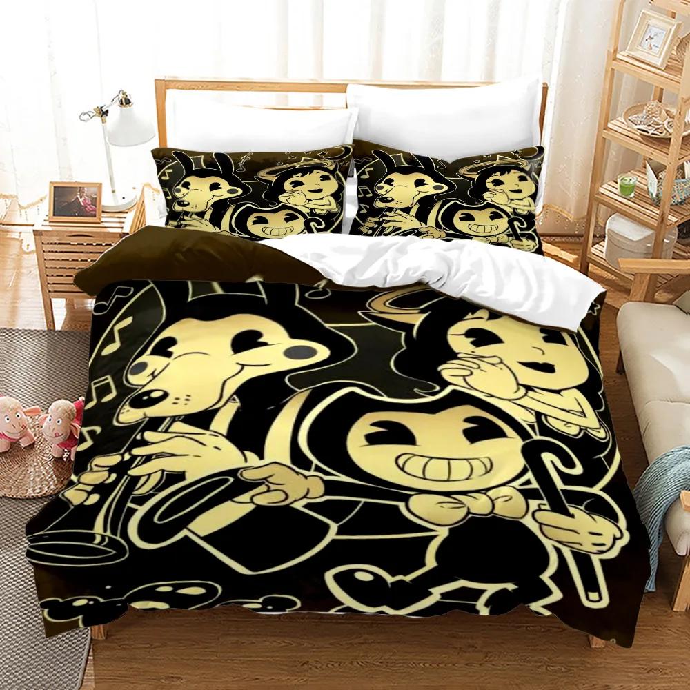 3D-gedrucktes Bendy N Ink Machine Bettwäscheset Kissenbezug Bettdeckenbezug Doppel Twin Full Queen King Erwachsene Kinder Bettwäsche Steppdeckenbezug
