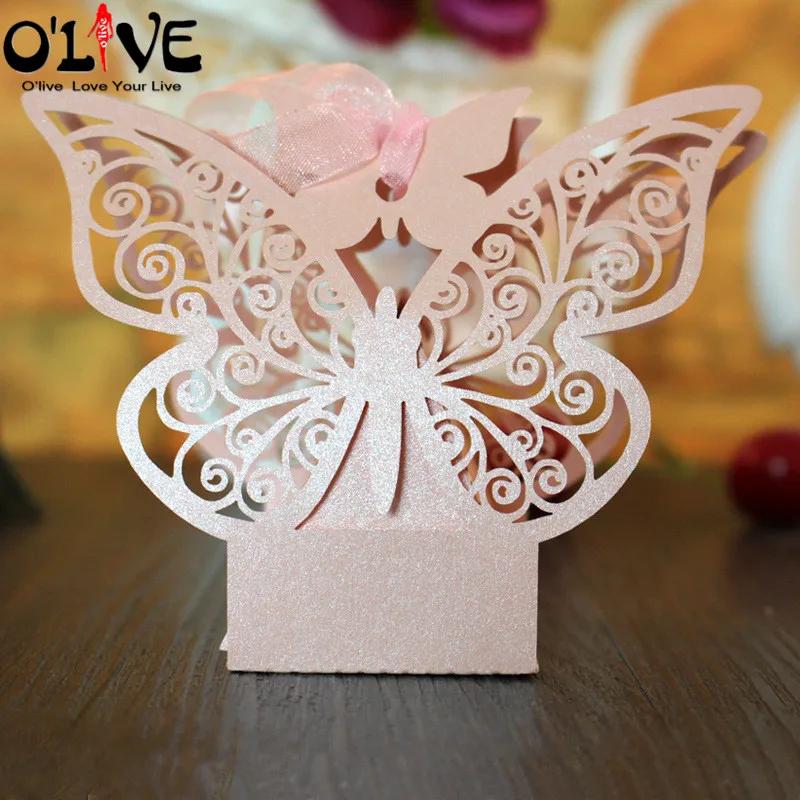 50Pcs Butterfly Favor Gift Candy Box Wedding Gift Chocolate Party Favors Packaging Sugar Boxes Present Box Decoration
