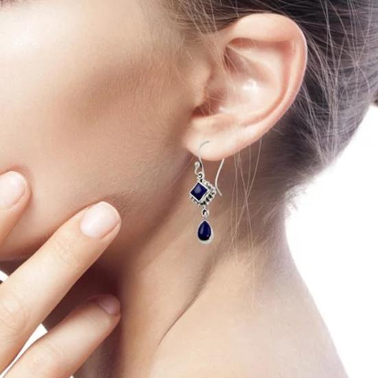 Vintage Dámské Náušnice Hruška/Čtverec Umělá celestita Drop Visací Náušnice Šperky Dekor