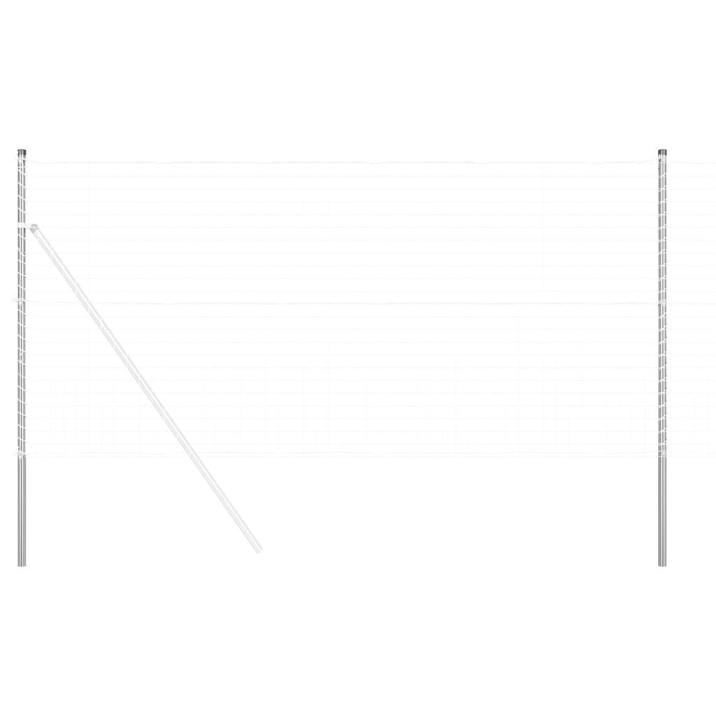 Fence Post Set 2 Pcs Silver Powder Coated Steel