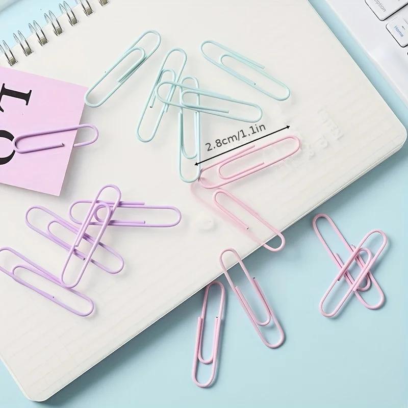 50pcs Colored Paper Clip Metal Clips Memo Clip Bookmarks Stationery Office Accessories School Supplies,Data Storage Paper Clips