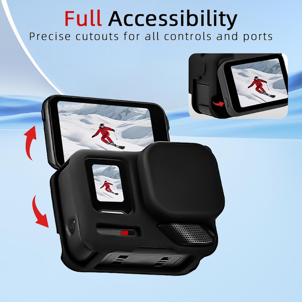 1-5Set Silicone Camera Case with Lens Cap Cover For Insta360 Ace Pro2 Rubber Camera Shell Anti-Scratch Sports Camera Accessories