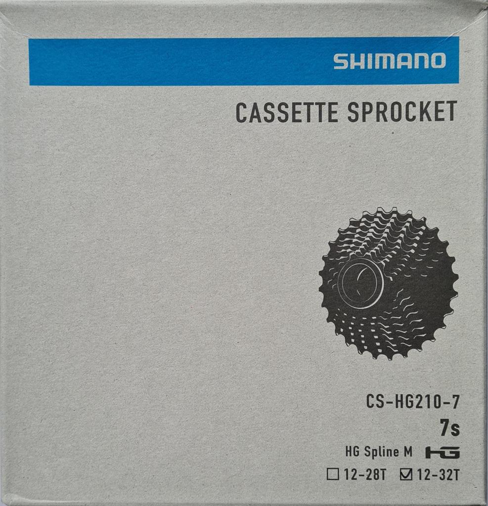 Shimano HG Cassette Compatible with Freewheel ECSHG2107232 CS-HG210 7-Speed Sprocket, 12-32T, 7-Speed, HG-M Body,