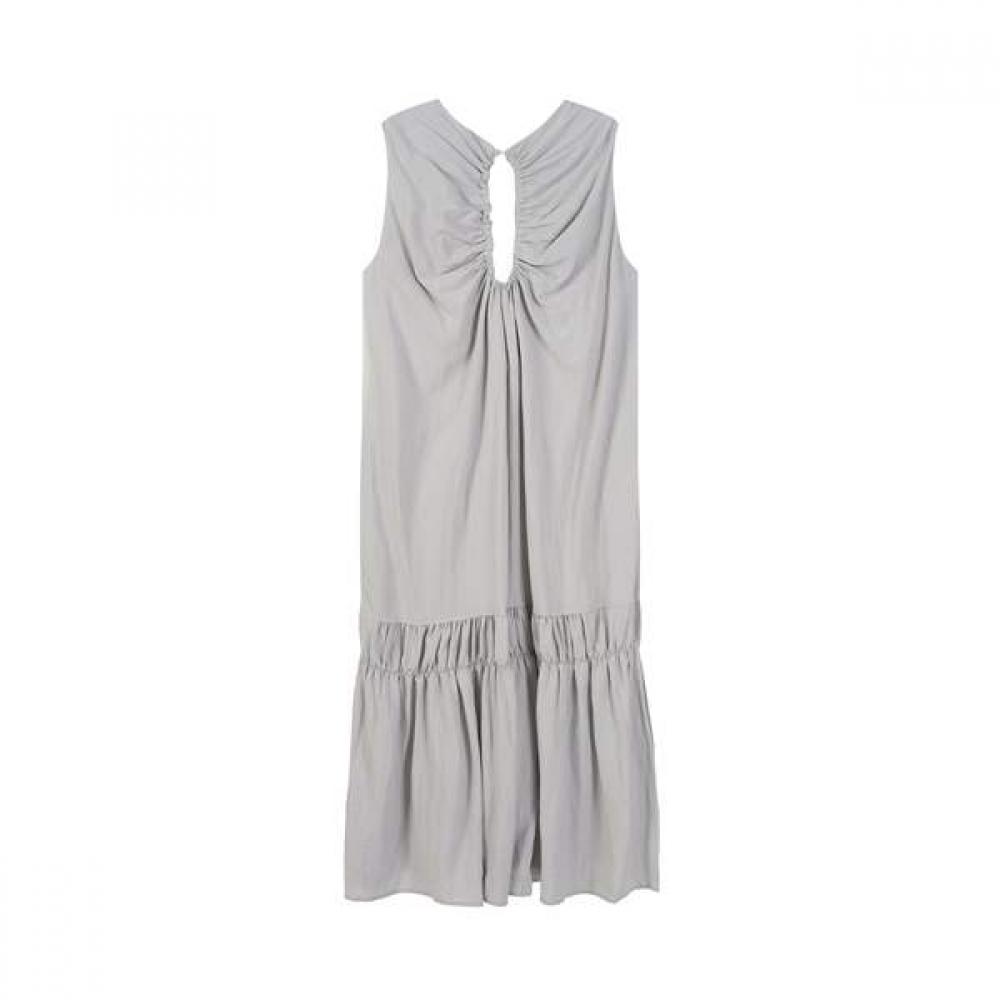 LAP Women Back Slit Shirred Sleeveless Long Dress As2wo420