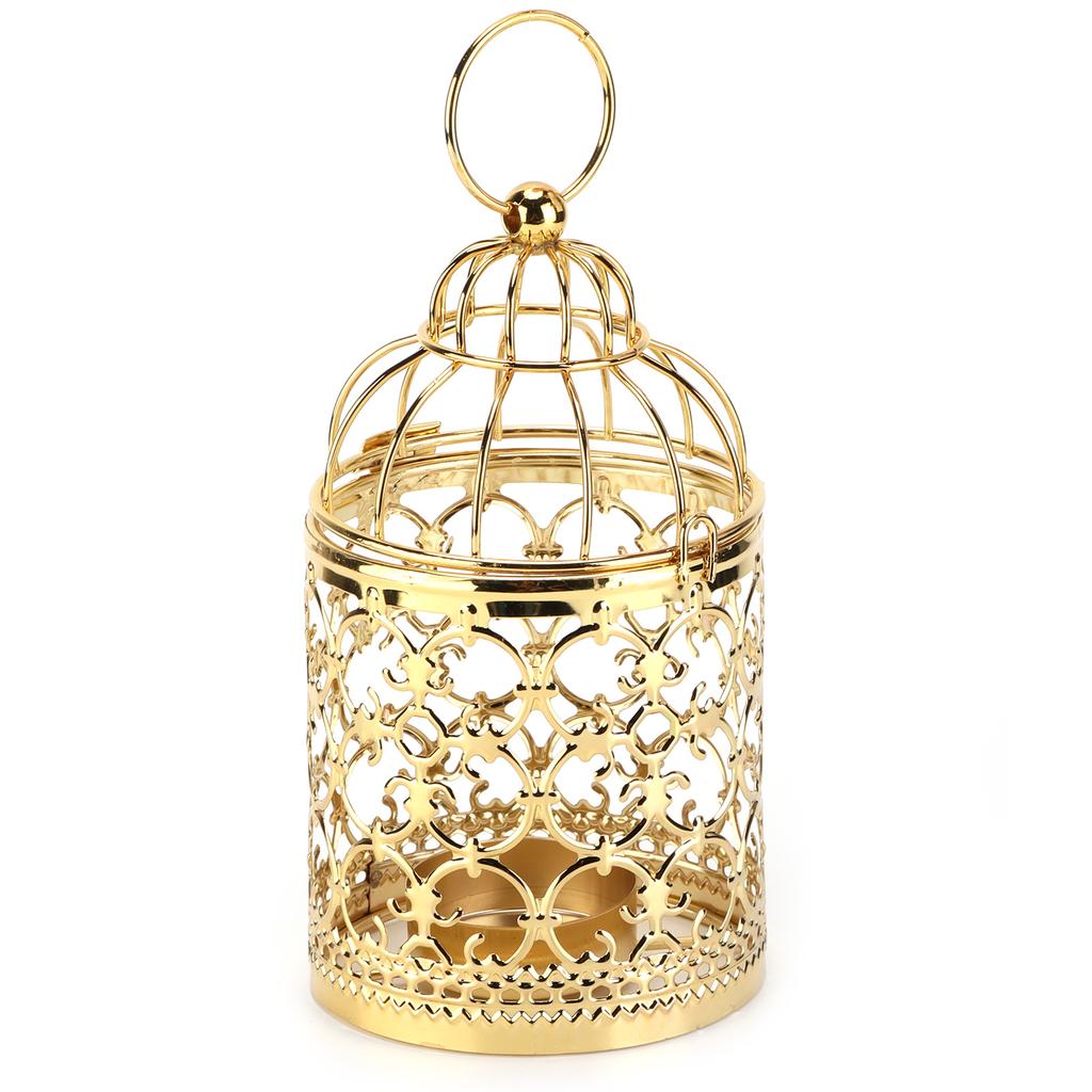 Candle Lanterns Birdcage Shape Electroplated Gold Retro Ornaments for European Style