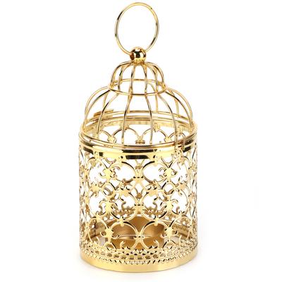Kerzenlaternen Vogelkäfigform Galvanisierte Gold-Retro-Ornamente für den europäischen Stil