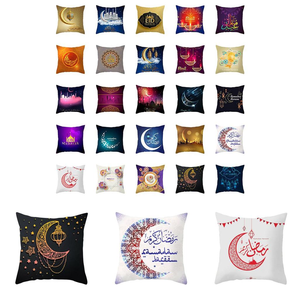 Luxurious Muslim Ramadan Pattern Polyester Pillow Case For Elegant Home Decoration