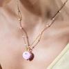 Heart Shaped Copper Necklace With Pink Star Ring And Musical Note For Girls Gift