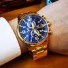 MINI FOCUS Herren Business Quarzuhren Edelstahl Business Chronograph Uhr Gold Blau Relogios Masculino Uhr