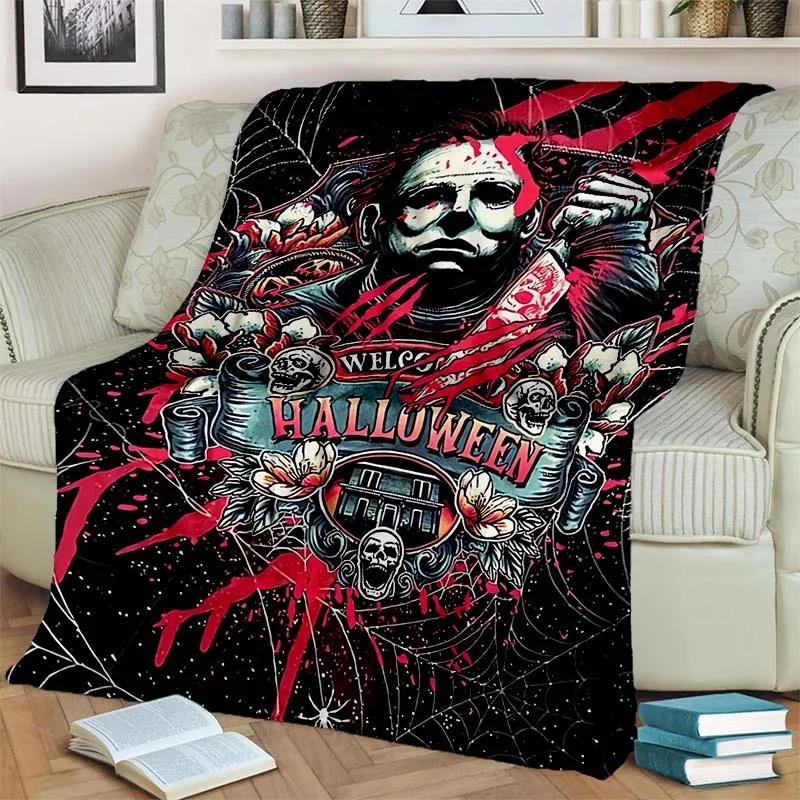 HD Horror Movie Game Halloween Gift Blanket Michael Myers Sofa Bed Decor Warm Flannel for Outdoor Picnic Car