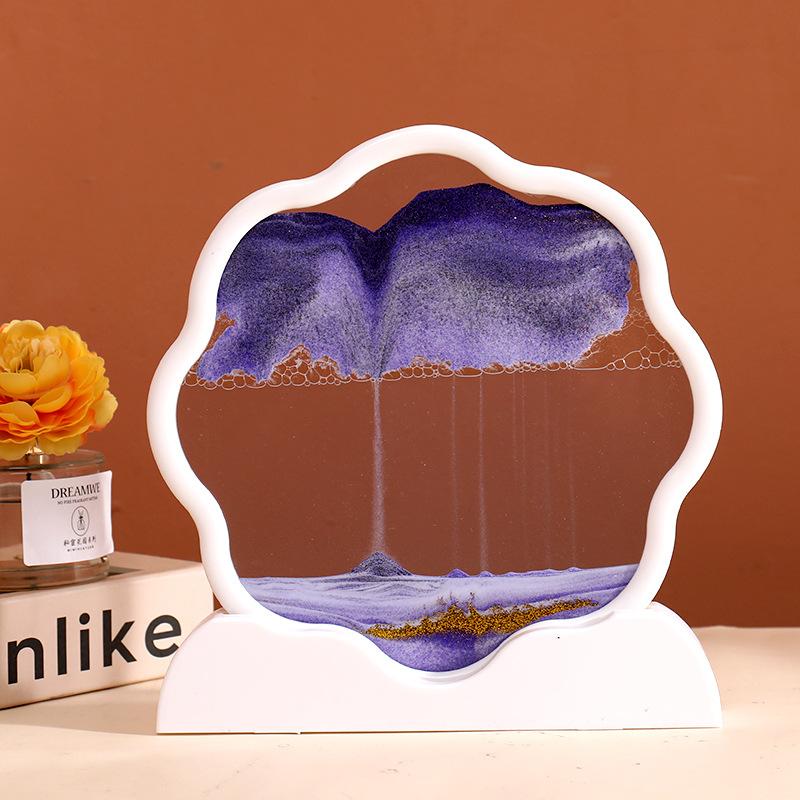 Sandscape Moving Sand Art Picture Quicksand 3D Liquid Hourglass Deep Sea Flowing Sand Painting Frame Office Home Decor Gifts