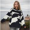Suéter Casual de Tricô Liso Feminino Gola V Gola Redonda Quente Diário Manga Longa Blusa