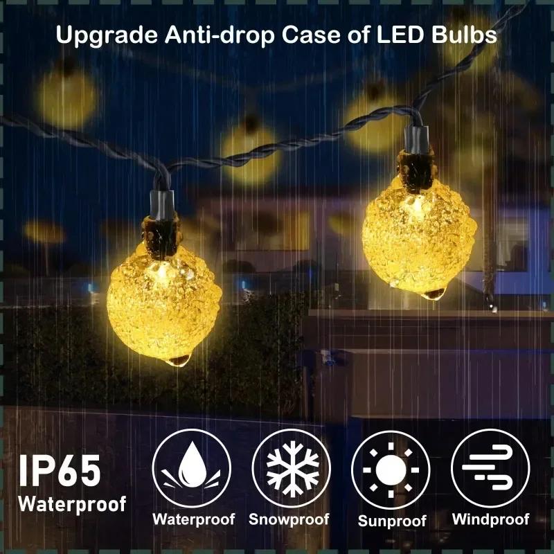 200 LED Solar Crystal Ball String Lights Outdoor Waterproof Christmas Garden Party Fairy Garland Decoration